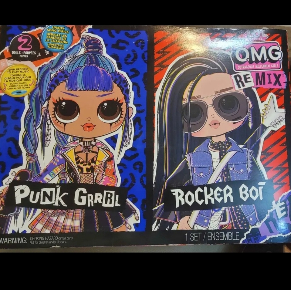 L.O.L. Surprise! O.M.G. Remix Rocker Boi and Punk Grrrl 2 Pack of fashion dolls.